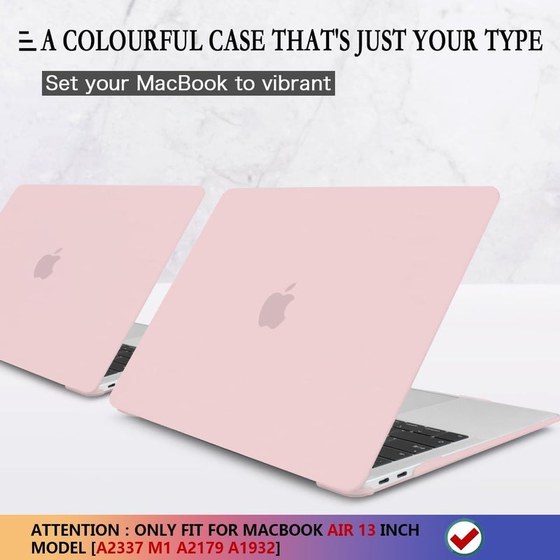CISSOOK Baby Pink Case for MacBook Air 13 Inch A2337 M1 A2179 A1932 2021-2018 Release, Plastic Chalk Pink Hard Shell Cover with Keyboard Cover & Screen Protector for MacBook Air 13 with Touch ID 2021 - Image 3